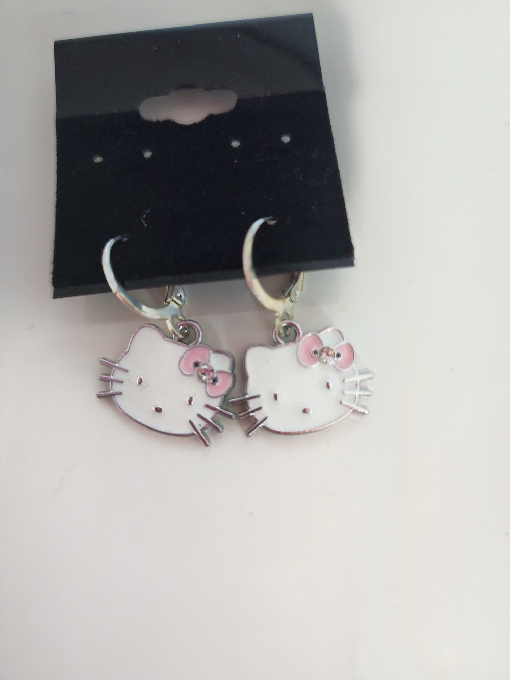 Hello Kitty White & Pink Enamel Drop Earrings